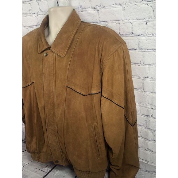 vtg Adler mens L Discoverer‎ 534 ship painting bomber suede jacket - Picture 4 of 6